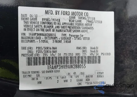2010 Ford Focus Sel from USA, damaged, VIN 1FAHP3HN9AW288055